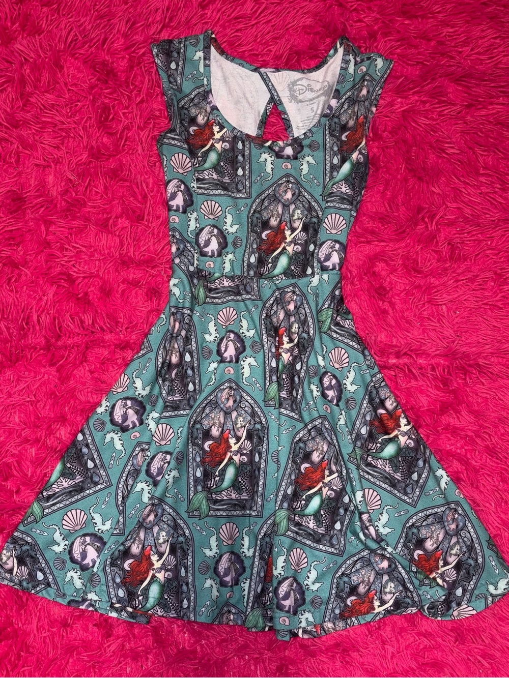 Disney x Hot Topic Ariel Print Fit & Flare Mini Dress with Red and Green Accents